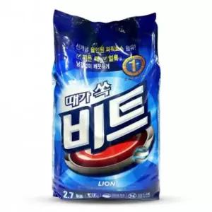 라이온 때가 쏙 비트 분말 세탁 세제 리필 2.7kg