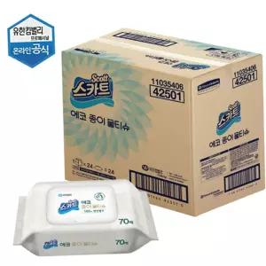 유아물티슈 스카트 에코 종이 물티슈 캡형 E-Pack 70매x24개입