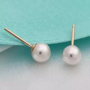 14K GOLD 기본 화이트 5mm 진주 골드 금 이 선물 여성