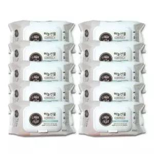 하늘선물물티슈(100매 아기 물티슈100매 캡형) 10개 신생아 유아 대용량물티슈