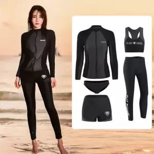 후르츠라이 M 3XL 5피스 블랙 여성래쉬가드세트 여자수영복 빅사이즈레쉬가드