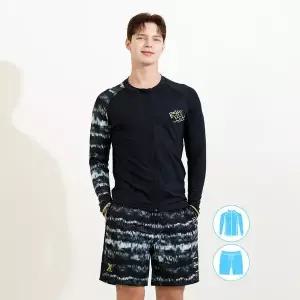[하프클럽/베이직 엘르] 남성인 집업 래쉬가드 비치반바지 세트 BEM-W919K