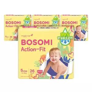 보솜이 아기 기저귀 액션핏 팬티 특대 26매 x4팩