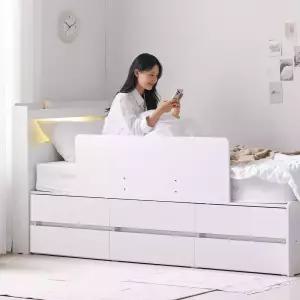 로랑A LED 6서랍 수납침대 프레임 슈퍼싱글침대 SS/Q (안전가드선택)
