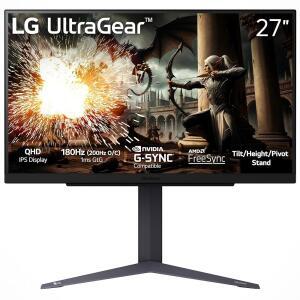 27GS75Q-B 27인치 울트라기어 QHD(2560x1440) 게이밍 모니터, 180Hz(O/C 200Hz), 1ms, IPS, NVIDIA G-SYNC 호환, AMD 프리싱크, HDR10, 틸트/높이/피봇 스탠드, HDMI, 디스플레이포트, 블랙