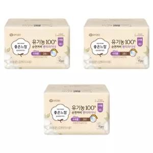좋은느낌 유기농 순면 라이너 수퍼롱 28매 x 3개