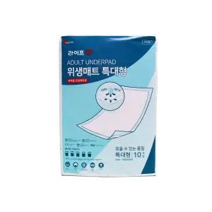 라이프업 위생깔개매트 특대형 와이드형 1팩 10매/환자용/노인용/어르신/소변/방수/패드/안심/병원/기저귀