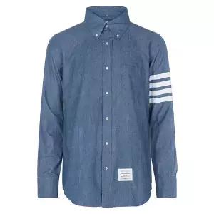 톰브라운 26SS 블루 사선 스트레이트 핏 샴브레이 셔츠 MWL272E 00111 450