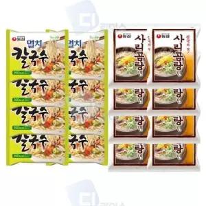 칼국수라면 농심 멸치칼국수 사리곰탕면 봉지면 16봉 2종세트