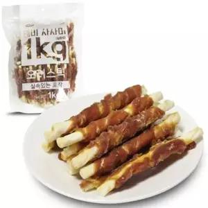 대용량 강아지 간식 육포 사사미 오리스틱 1kg