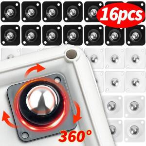 16/4pcs 자체 접착 캐스터 휠 360 ° 가구 상자를 위한 회전 끈끈한 도르래 강한 부하 볼베어링 소형 바퀴