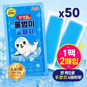 DHMK(대한민국) 50세트 KC인증 (1팩-2매입) 붙이는 물범이 아이스 쿨패치 쿨링패치