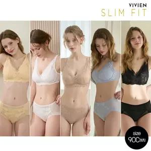 [비비안][방송히트]비비안 슬림핏 21차 빅사이즈 풀커버 노와이어 레이스 브라팬티세트(75A-90C)