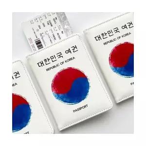 가죽 여권 케이스 태극기 여행용 여권지갑 카드수납
