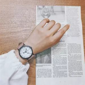 스터디 여성 손목시계 핑크 가죽아날로그 심플한 여자선물 용손목 패션