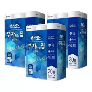 화장실휴지 (무료배송)부자되는집 3겹 30롤 휴지x3개
