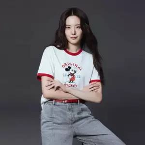 폴햄 여성 쿨코튼 디즈니 콜라보 크롭 링거 반팔티(PHG2TS2430)