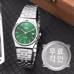 무료각인 카시오 MTP-B145D-3A 레트로 빈티지 라운드 카키 남자 메탈 시계 e16