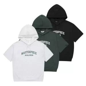 에꼴리에 5부 심플 레터링 후드티 25B0431-BK/GN/GY