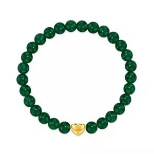 [비앤비골드]24K 순금 하트참 그린오닉스 소원 천연석 팔찌 GLB42734
