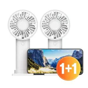 (2개) 프리미엄 무선 미니 휴대용 핸디 선풍기 탁상용 거치대 포함 2500mAh 대용량 배터리 화이트