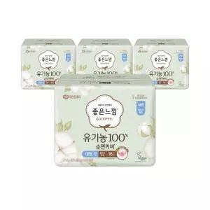 좋은느낌 순면 생리대 유기농 순면커버 울트라 슬림 생리대 대형 16매 4개