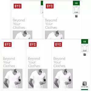[하프클럽/BYC]BYC40수순면U넥라운드반팔런닝5매BYC1903