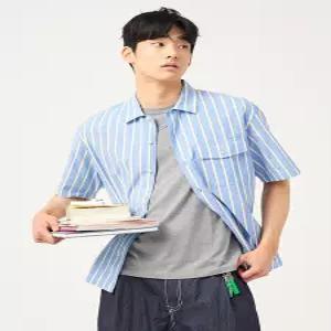 [빈폴멘]볼드 스트라이프 반소매 셔츠 - 블루 (BC5465C84P)