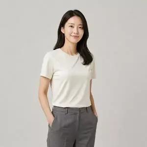 여성 베이직 라운드 여름 쿨 반팔 스판티셔츠 1장