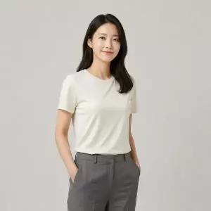 여성 베이직 라운드 여름 쿨 반팔 스판티셔츠 1장