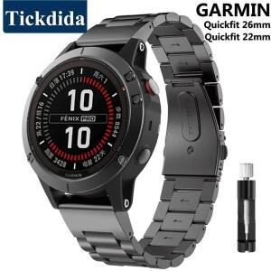 Garmin호환 Fenix 8 7 Pro 7X 6X 5X 8X Plus Tactix 8 9 Epix QuickFit 시계 밴드 용 스테인레스 스틸 스