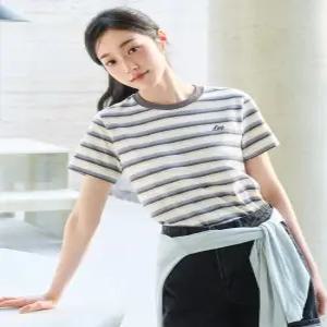 매장정품 리 LEE LE2602ST70NA 우먼 멀티 스트라이프 티셔츠 네이비 집업티셔츠