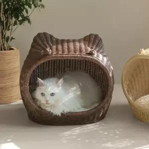 사계절 사용 강아지 고양이 라탄 하우스 동굴집 숨숨집