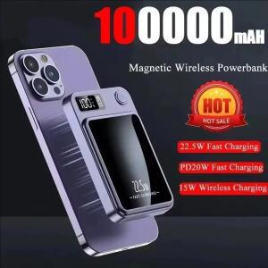 100000mAh 마그네틱 무선 충전기 보조배터리 고속 22.5W 디지털 디스플레이 휴대용 외장