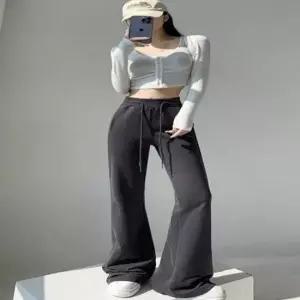 부츠컷팬츠 여성 스트랩 바지 2컬러 허리밴딩