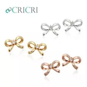실버핀 CRICRI 리본 스와로브스키 크리스탈 제작 은침귀걸이
