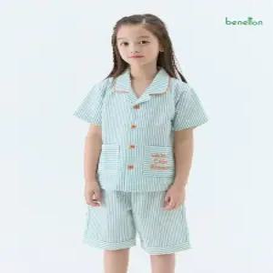 [베네통 언더웨어]키즈 시어서커 파자마세트 그린 BNKPJ5M08T