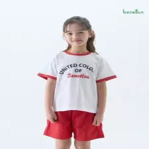 [베네통 언더웨어][베네통] 베네통 키즈 레터링 셋업 레드 BNKES5M21T