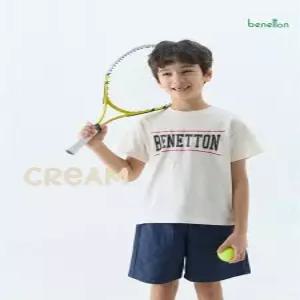 [베네통 언더웨어][베네통] 베네통 키즈 레터링 셋업 크림 BNKES5M22T