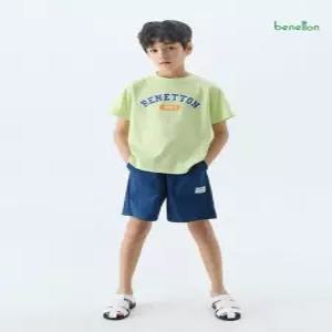 [베네통 언더웨어][베네통] 베네통 키즈 레터링 셋업 라임 BNKES5M23T