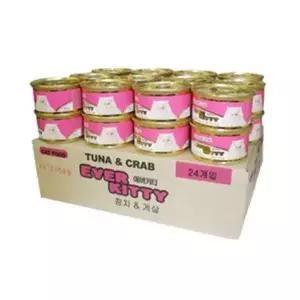 [하프클럽/셀럽하우스]고양이간식 에버키티 참치 게살 캔 85g X 24EA