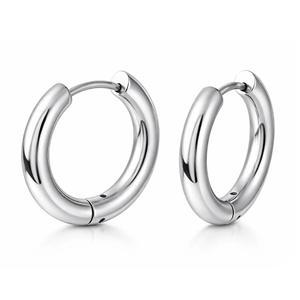 남녀공용 데일리 베이직 써지컬스틸 실버링 18mm 원터치귀걸이
