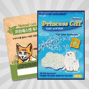 프린세스캣 고양이모래5Lx4/두부모래4.2kg/고양이화장실