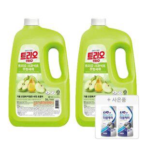 트리오 사과식초 주방세제 3L, 2개 + 증정(리큐 액체세제 300ml, 2개)