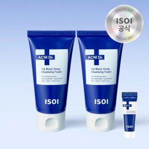 [50%][2개] 아이소이 아크니 닥터 퍼스트 블랙 딥 클렌징폼 75ml (+ 아크니 피지폼 10