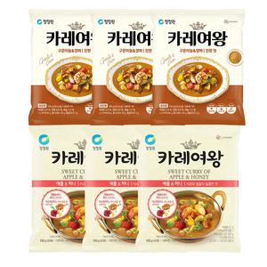 청정원 카레여왕 (분말) 마늘양파, 108g, 3개 + 애플앤허니, 108g, 3개