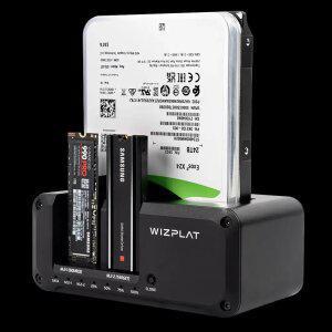 위즈플랫 3베이 드라이브 독 NVMe M.2 / SATA HDD SSD 외장하드 복제 클론 도킹스테이