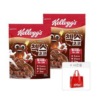 켈로그 오곡 첵스초코, 570g, 2개 + 증정(체리레드 비치백,1개)