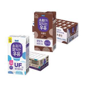 소화가잘되는우유 오리지널 190ml, 24개 + 초코 190ml, 24개