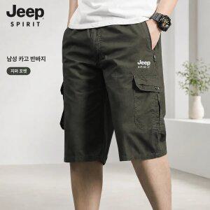 JEEP SPIRIT 남성 카고 반바지 여름 멀티포켓 캐주얼 하프팬츠